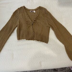 Knit Tie-Front Cropped Cardigan
